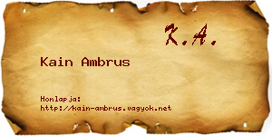 Kain Ambrus névjegykártya